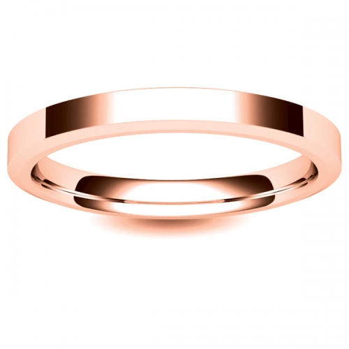 Flat Court Chamfered Edge - 2.5mm (CEI2.5-R) Rose Gold Wedding Ring